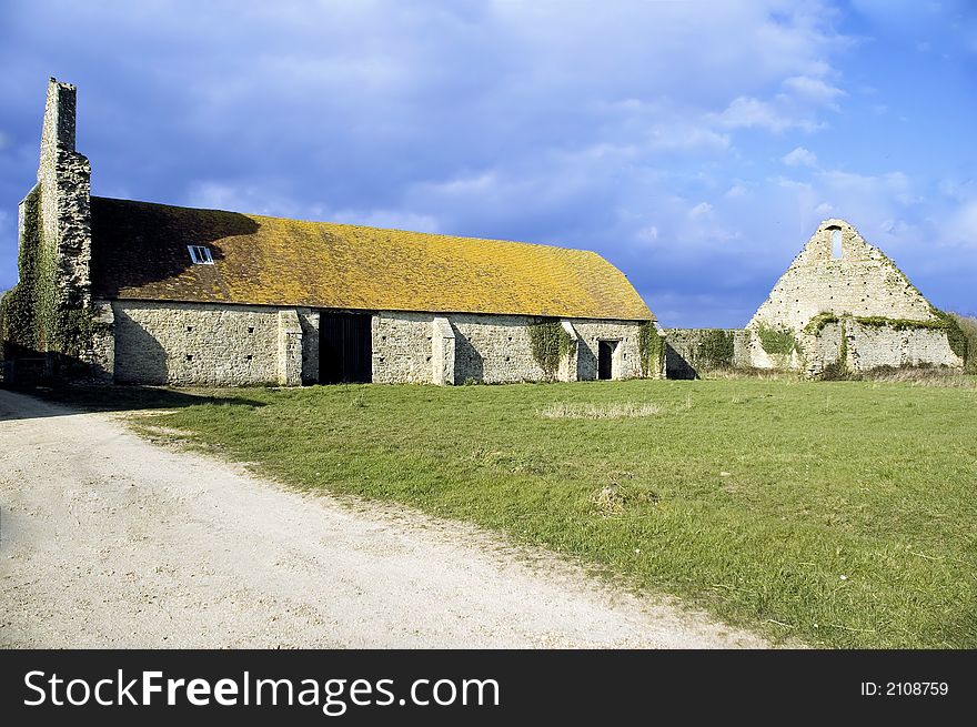 Old unused barn with chimney and ruins. Old unused barn with chimney and ruins