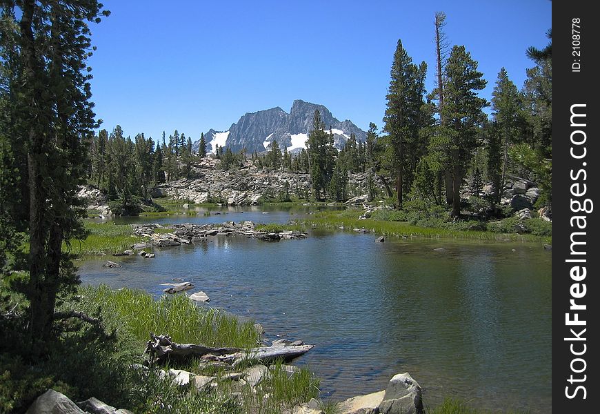 West Clark lake, in the ansel adams wilderness, with Mount Banner in the background