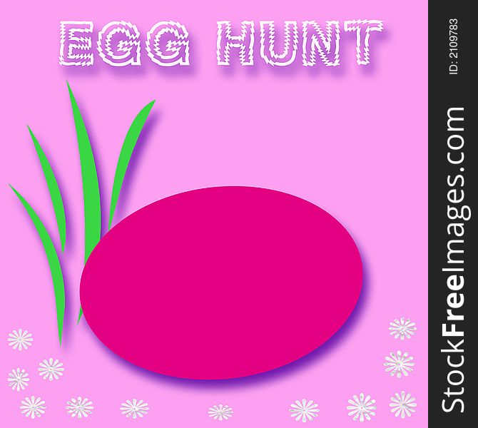 Easter egg hunt poster with flowers 3d. Easter egg hunt poster with flowers 3d