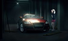 Car With A Dark Girl Royalty Free Stock Photos Car With A Dark Girl Royalty Free Stock Photos