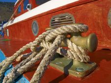 Red Boat On A Moorage Royalty Free Stock Photography Red Boat On A Moorage Royalty Free Stock Photography