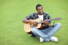 Man Playing Guitar In The Park Royalty Free Stock Image Man Playing Guitar In The Park Royalty Free Stock Image