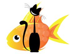 Cat And Gold Fish Royalty Free Stock Photography