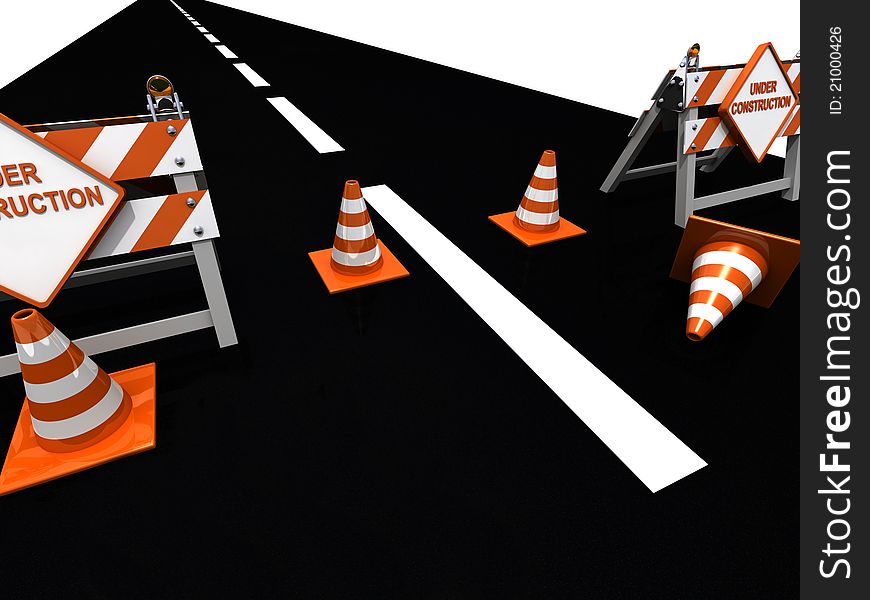 Road under construction 3d illustration. Road under construction 3d illustration