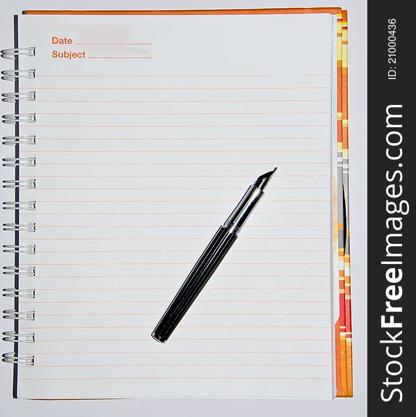 Note book modern for record with fountain pen