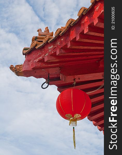 Closeup shot of traditional Oriental Chinese architectural details against beautiful sky. Closeup shot of traditional Oriental Chinese architectural details against beautiful sky.