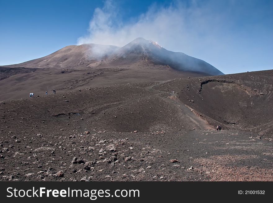 Mount Etna smoking, taken on a clear summer day height about 3000 m asl. Mount Etna smoking, taken on a clear summer day height about 3000 m asl