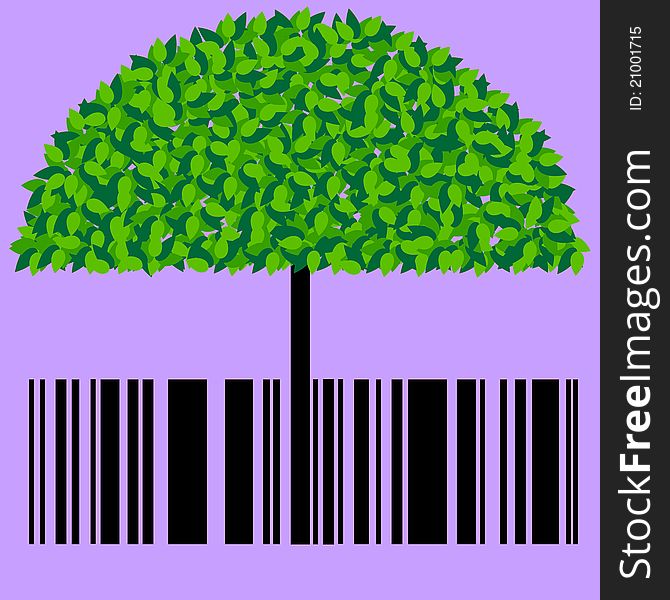 Bar code with a tree. Vector. Bar code with a tree. Vector