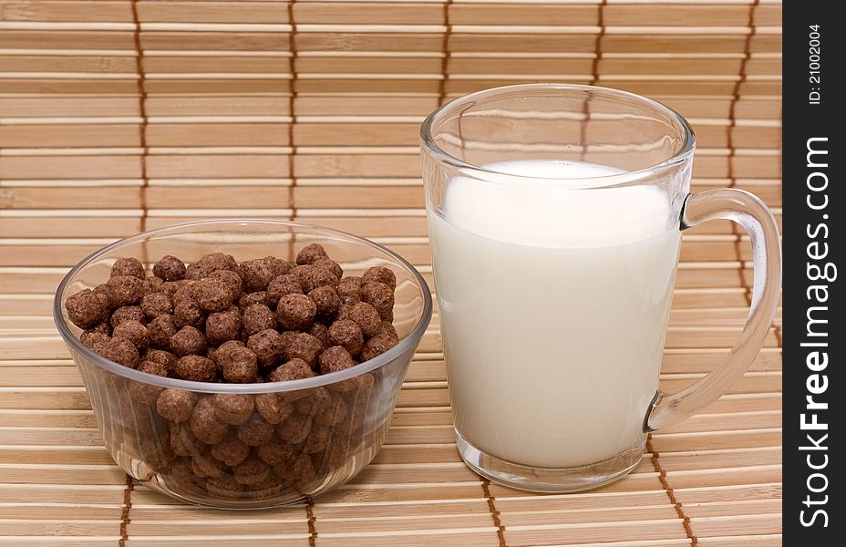 Chocolate balls, a glass of milk