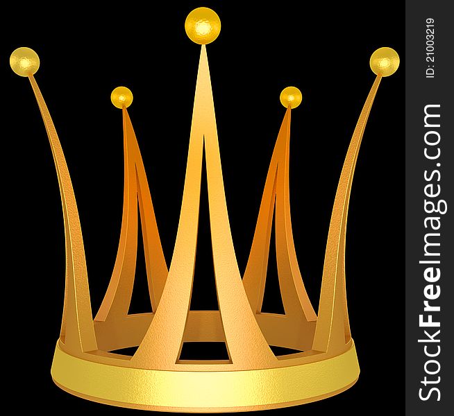 Gold crown the princess isolated on a black background