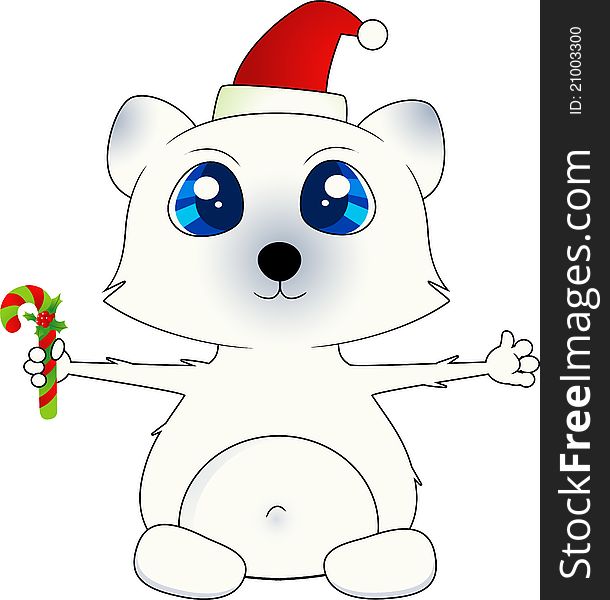 Isolated Christmas Polar Bear