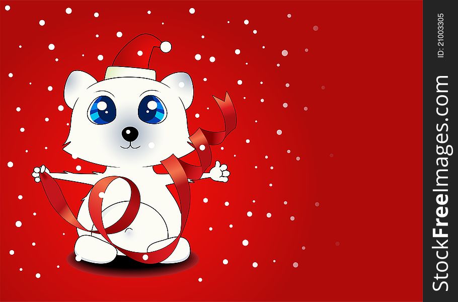 Christmas background with Isolated Christmas Polar Bear