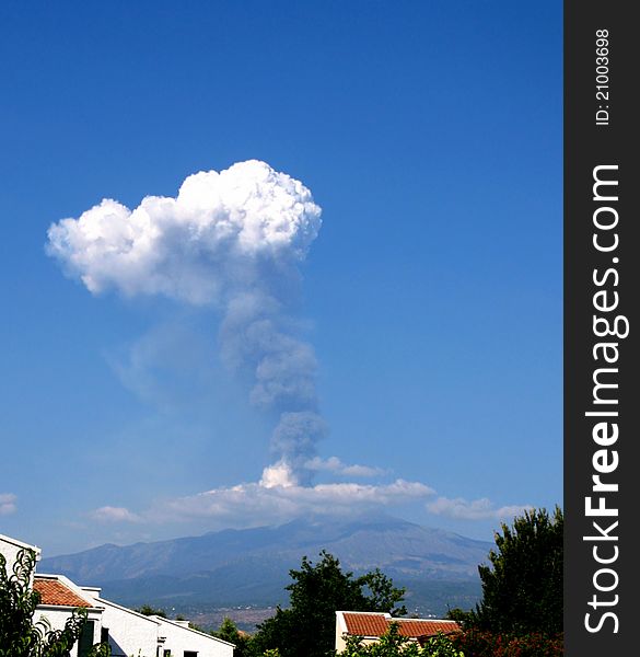 Eruption of Etna volcano, Sicily, Italy, August 20 2011