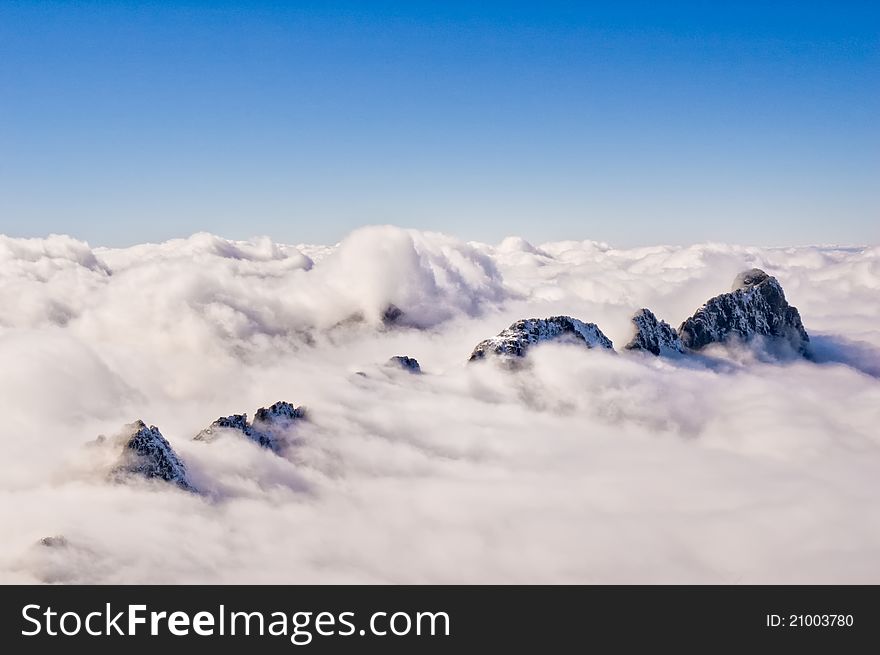 Sea of clouds and islands of rock