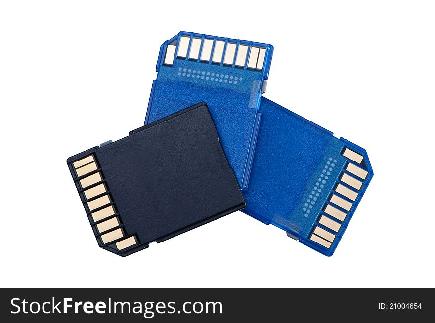 Memory cards isolated on white background shadow. Clipping paths. Memory cards isolated on white background shadow. Clipping paths.