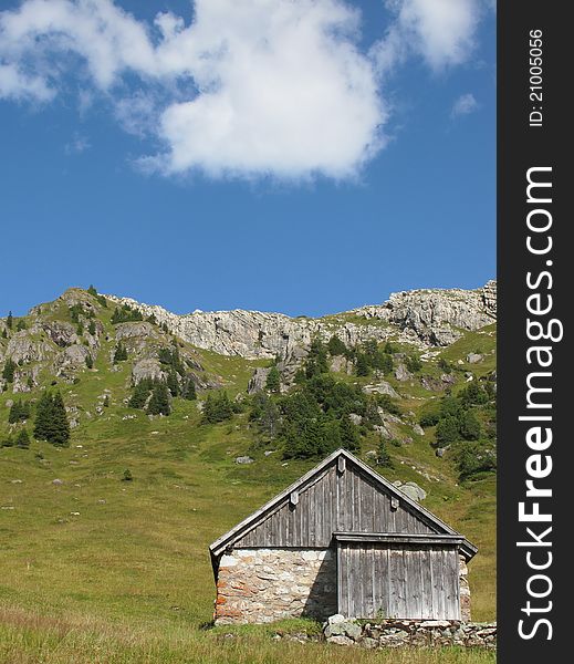 Old shed in the mountains