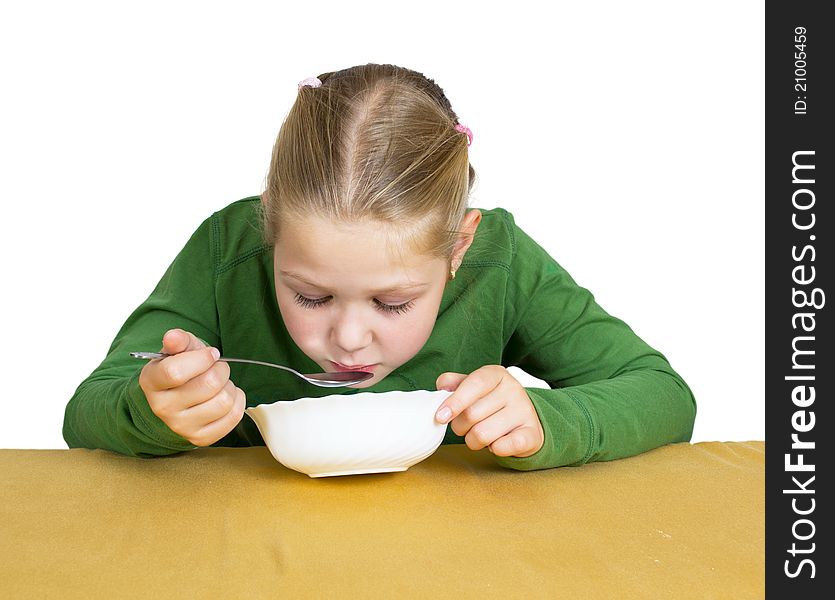 Girl Eats Isolated