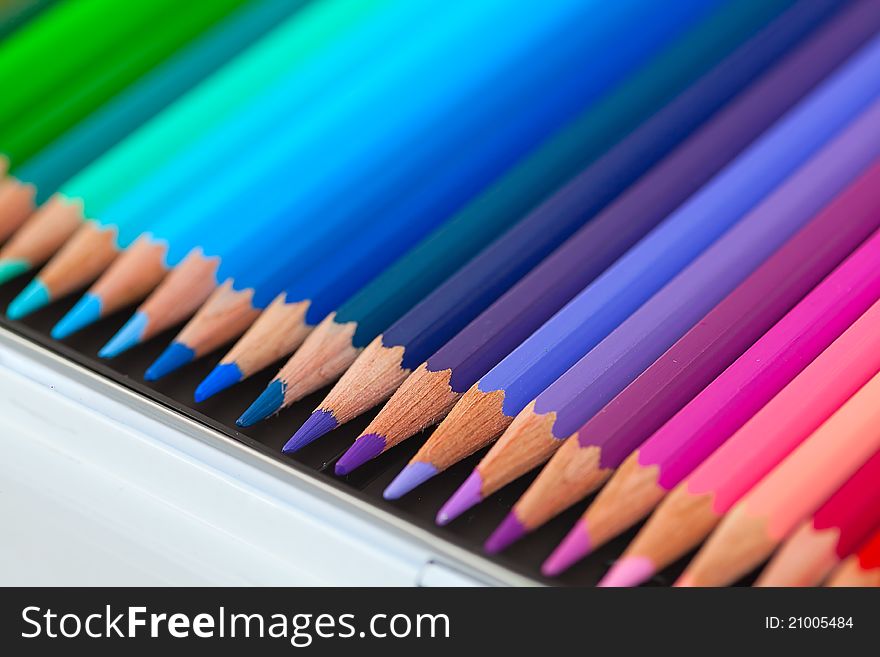 Collection of the colorful pencils