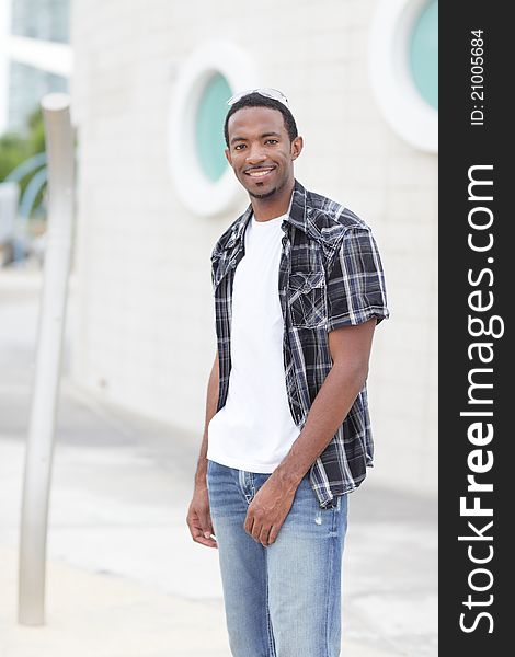 Image of a handsome young black man smiling. Image of a handsome young black man smiling