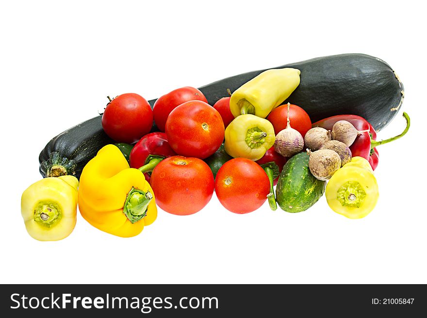 Fresh vegetables on the white background