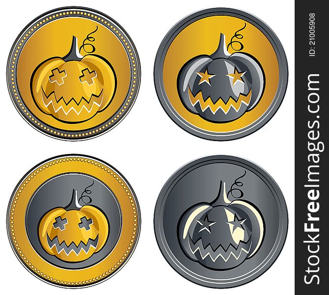 Vector Set Of Coins On Halloween