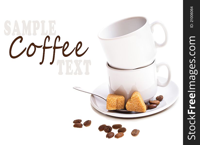 Coffee with sample text on white