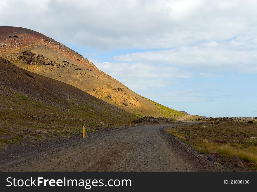 Dirt road in the mountains in Iceland. Dirt road in the mountains in Iceland