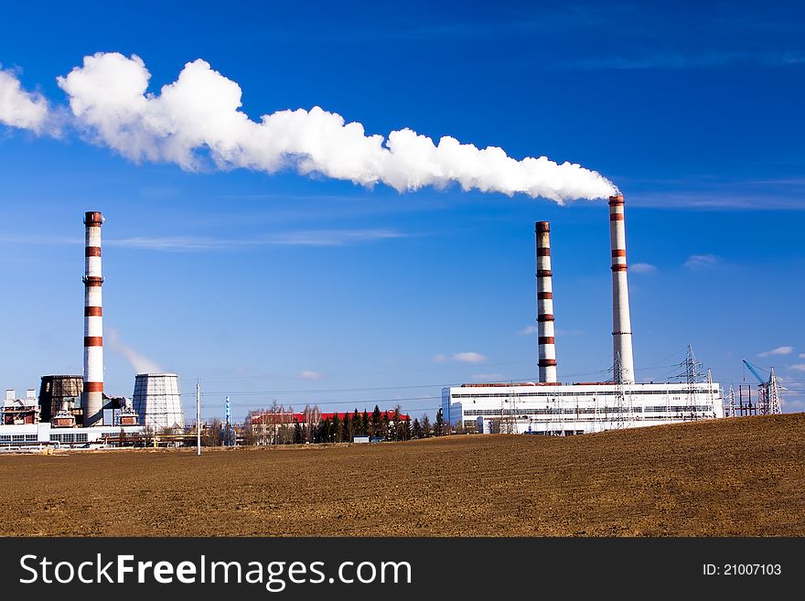 Smoke going from the pipes located at factory on manufacture of chemical production (Grodno). Smoke going from the pipes located at factory on manufacture of chemical production (Grodno)