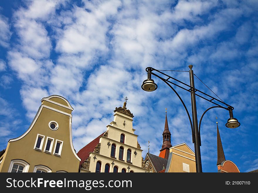 Historical buildings in Rostock (Germany).