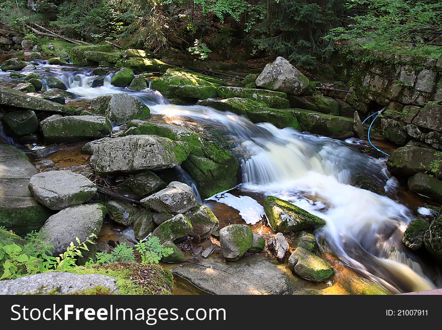 Brook In Forest. Long Exposure.