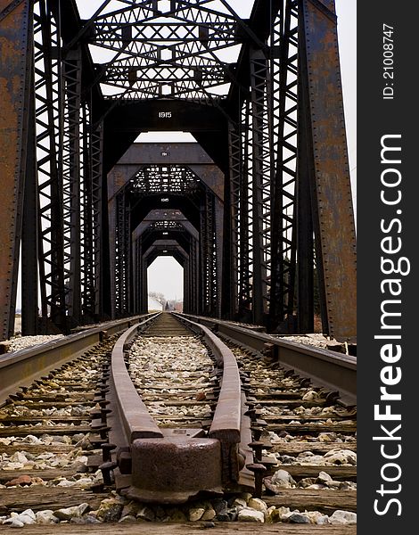 Train Tracks And Bridge