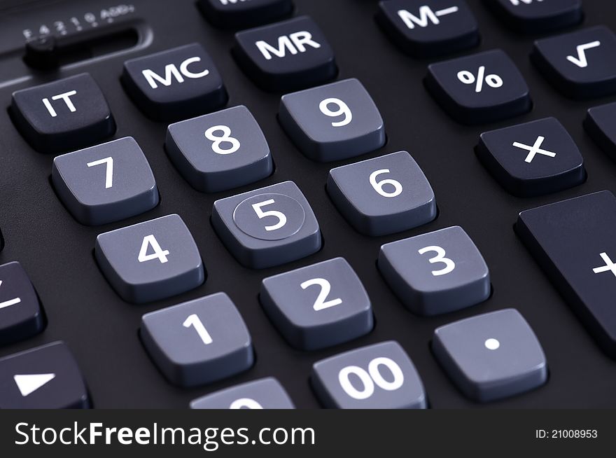 The big black calculator - keypad background close-up