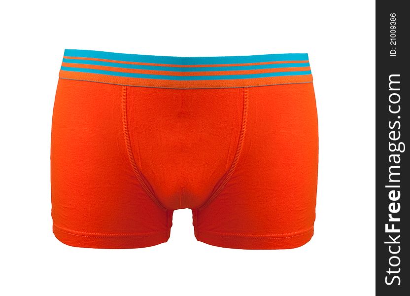 Orange underpants with blue strip isolated on white background