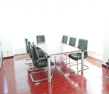 Conference Table And Comfortable Chairs Stock Photo