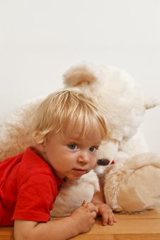 Baby With Teddy Bear Stock Photos