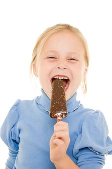 Girl Eating Ice Cream Stock Photo