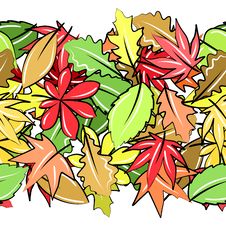 Seamless Border With Autumn Leaves Royalty Free Stock Photography