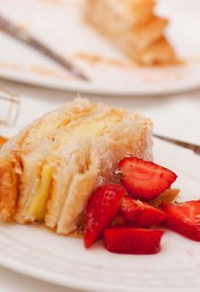 Homemade Cake, Pastry Cream And Strawberries Stock Images Homemade Cake, Pastry Cream And Strawberries Stock Images