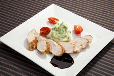 Pork Tenderloin W Potato Puree With Peas Stock Images Pork Tenderloin W Potato Puree With Peas Stock Images