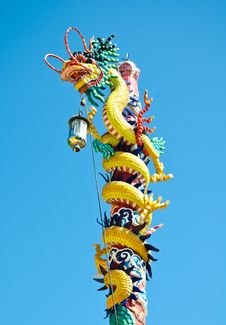 Dragon Style Chinese On Blue Sky , Lopburi , Thail Royalty Free Stock Photo