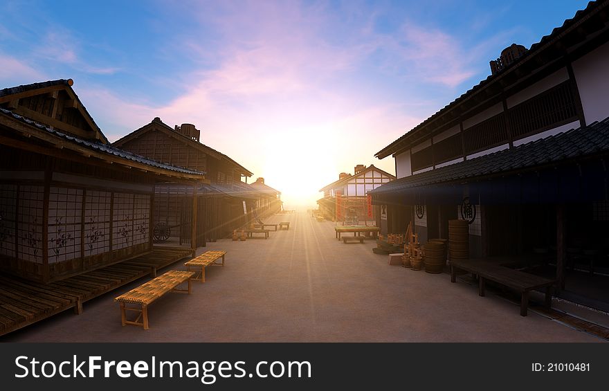 Image of the Japanese castle town