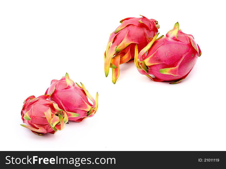 Thai dragon fruit isolated on white