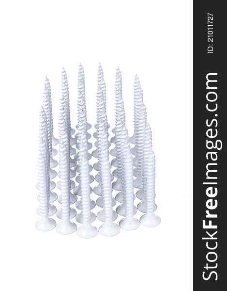 White Sheet rock screws used in construction and building