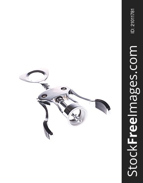 Corkscrew Wine opener isolated on the white background