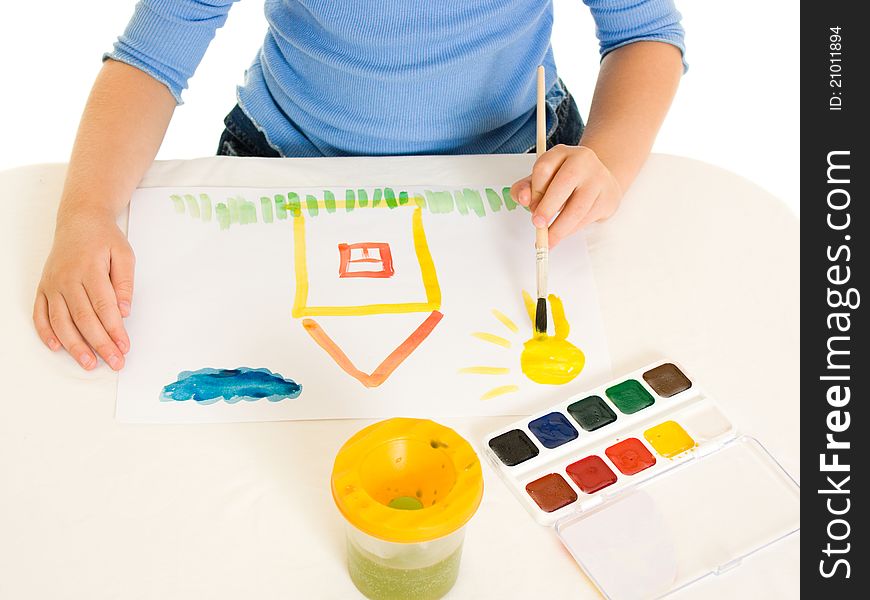 Girl with paint on a white background. Girl with paint on a white background.