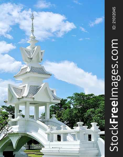 A white pavilion in Wat Rong Khun, Chiangrai, Thailand