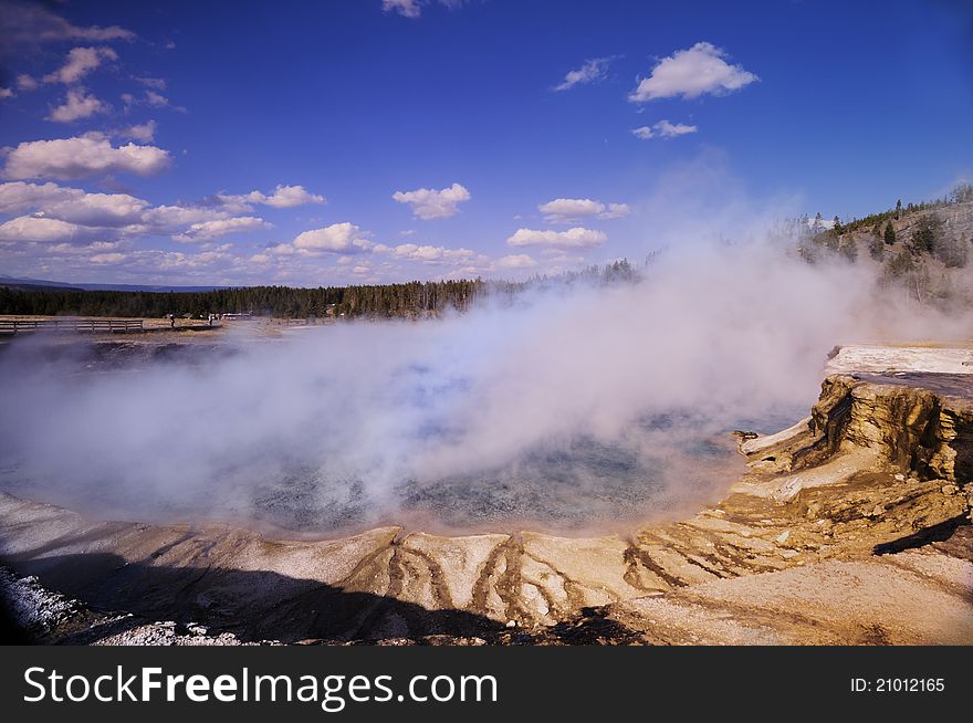 The Lower Geyser Basin is the largest geyser basin in area, in Yellowstone. The Lower Geyser Basin is the largest geyser basin in area, in Yellowstone.