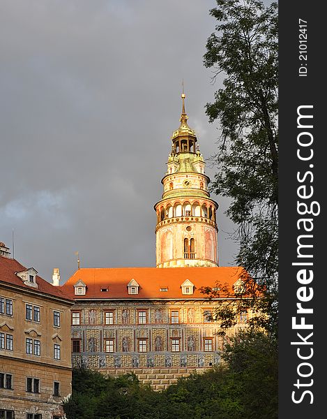 View at a castle in Cesky Krumlov during the daytime.