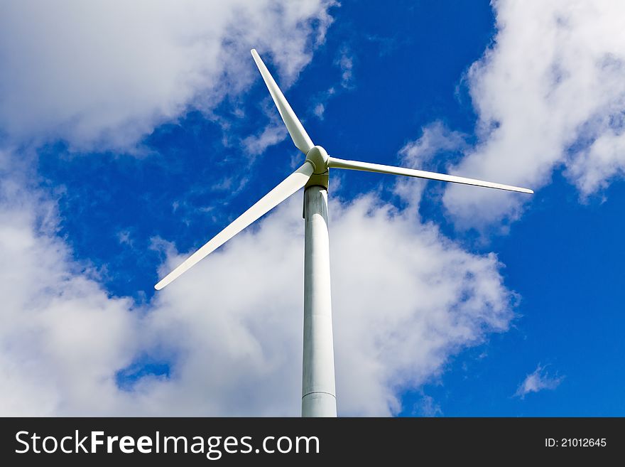 Wind turbine and blue sky