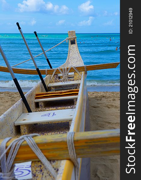 Canoe Beached on Waikiki Beach